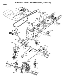 Drive Diagram and Parts List for YTH2454T (917279220)(2006-01) Husqvarna Lawn Tractor