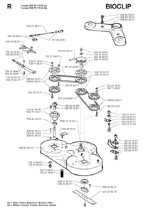 103cm Cutting Deck Diagram and Parts List for R970 1997-03 Husqvarna Lawn Tractor