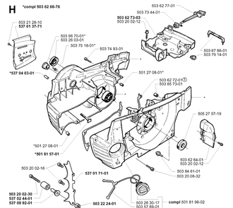 Crankcase 2 Diagram and Parts List for 365 19994500001-20020100000 Husqvarna Chainsaw