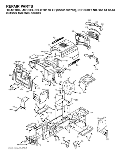 Chassis And Enclosures Diagram and Parts List for CTH150XP (96061006700)(2006-03) Husqvarna Lawn Tractor