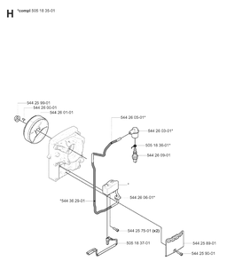Ignition System Diagram and Parts List for 180BF 20080500001-20084000000 Husqvarna Leaf Blower / Vacuum