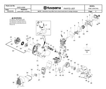 Product Complete Diagram and Parts List for 125E 20061000001-20082200000 Husqvarna Edger