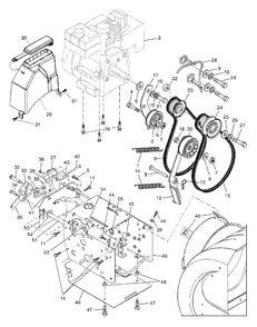 Chassis / Engine / Pulleys Diagram and Parts List for 1027STE (954633545-B)(2004-09) Husqvarna Snow Blower