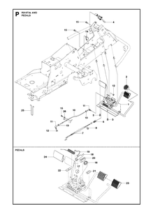 Pedals Diagram and Parts List for R316TXSAWD (966757801)(2012) Husqvarna Lawn Mower