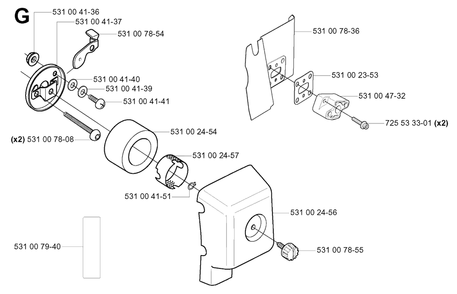 Air Filter Diagram and Parts List for 132R 20050100001 & Above Husqvarna Trimmer