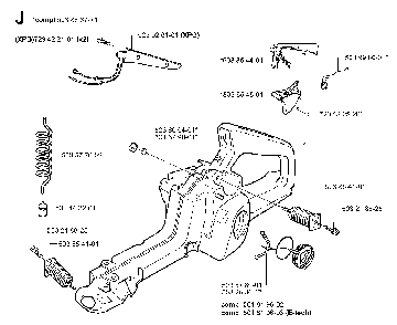 Fuel Tank Diagram and Parts List for 351EPA 20012200001 Husqvarna Chainsaw
