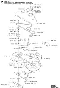 44 Inch/112cm Cutting Deck Diagram and Parts List for PR15 2003-01 Husqvarna Lawn Mower