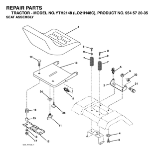 Seat Diagram and Parts List for YTH2148-LO21H48C 2004-03 Husqvarna Lawn Tractor