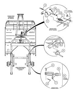 Brake Cable, Equalizer And Equalizer Rod - Vehicle With Two-Wheel Brakes Diagram and Parts List for HUV4210GXP 2005-06 Husqvarna Lawn Tractor