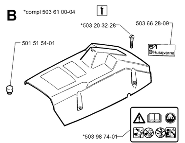 Cover Diagram and Parts List for 61 20014000001-20110100000 Husqvarna Chainsaw