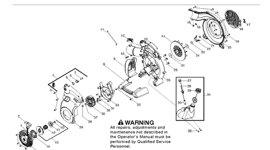 Housing Diagram and Parts List for 125BX 952715645 Husqvarna Leaf Blower / Vacuum