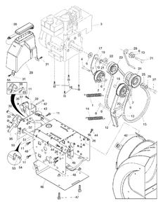 Chassis / Engine / Pulleys Diagram and Parts List for 9027ST (954223074-A)(2002-09) Husqvarna Snow Blower