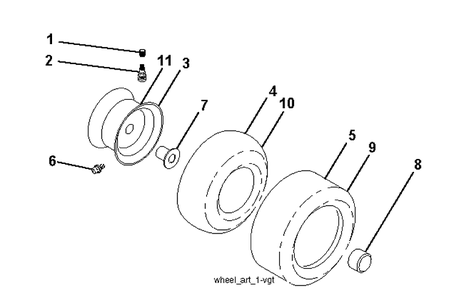 Wheels And Tires Diagram and Parts List for TS243T (96041041300)(2017-10) Husqvarna Lawn Tractor