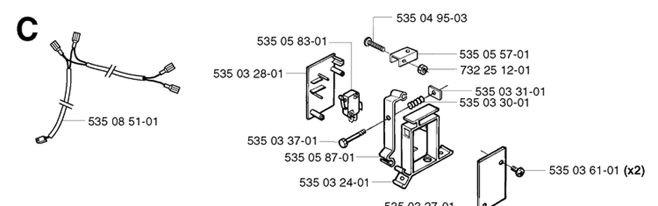 Collision Tower 4 Diagram and Parts List for G1 1998-2003 Husqvarna Lawn Mower