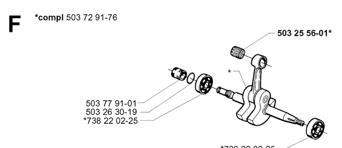 Crankshaft Diagram and Parts List for 362XP 19994500001-20014000000 Husqvarna Chainsaw