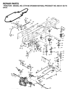 Drive Diagram and Parts List for CTH180XP (96061007500)(2006-03) Husqvarna Lawn Tractor