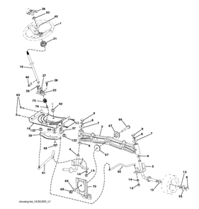 Steering Diagram and Parts List for YTH22K54 (96043025500)(2017-10) Husqvarna Lawn Tractor