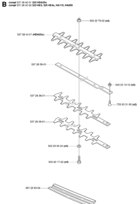 Cutting Equipment Diagram and Parts List for 323HE3 20053600001-20054000000 Husqvarna Hedge Trimmer