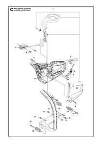 Handle Controls Diagram and Parts List for 455ERANCHERTRIOBRAKE 2013-01 Husqvarna Chainsaw
