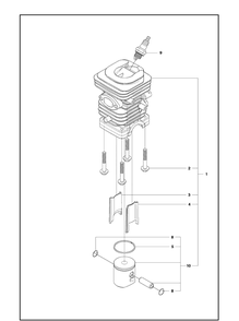 Cylinder Piston Diagram and Parts List for 240 20101400001-20144000000 Husqvarna Chainsaw