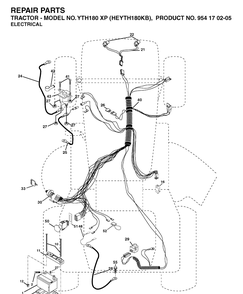 Electrical Diagram and Parts List for YTH180XP (HEYTH180KB)(2004-01) Husqvarna Lawn Tractor