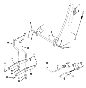 Mower Lift Diagram and Parts List for LTH130 (954140005H)(1998-07) Husqvarna Lawn Mower