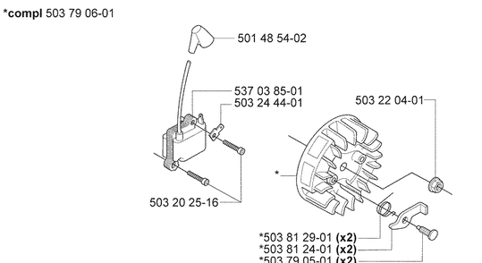 Ignition Diagram and Parts List for 232L 2007-01 Husqvarna Trimmer