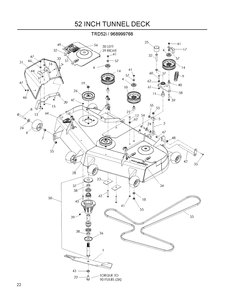 52 Inch/132cm Cutting Deck Diagram and Parts List for 968999768 2009-03 Husqvarna Lawn Mower
