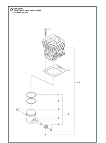Cylinder Piston Diagram and Parts List for 335FR  Husqvarna Brush Cutter