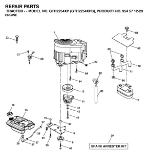 Engine Diagram and Parts List for GTH2254XP-GTH2254XPB 2004-08 Husqvarna Lawn Tractor