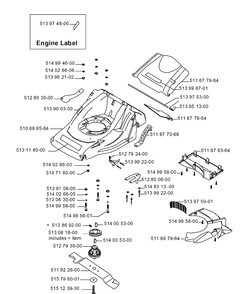 Frame Diagram and Parts List for R50  Husqvarna Lawn Mower