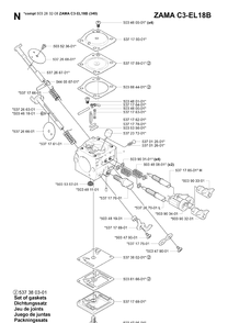 Carburetor Details 2 Diagram and Parts List for 340E 20051800001-20062300000 Husqvarna Chainsaw