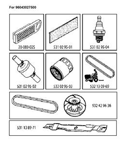 Frequently Used Parts Diagram and Parts List for YTH20K42  Husqvarna Lawn Tractor