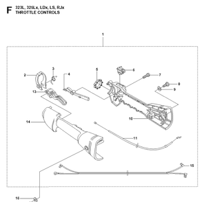 Handle And Controls Diagram and Parts List for 325LDX 20080900001-Current Husqvarna Edger
