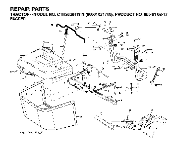 Bagger Diagram and Parts List for CTH2036TWIN (96061021700, 960610217)(2007-04) Husqvarna Lawn Tractor