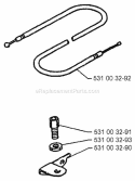 Throttle Controls Diagram and Parts List for H140B 1995-07 Husqvarna Leaf Blower / Vacuum