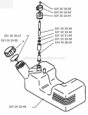 Fuel Tank Diagram and Parts List for H140B 1995-07 Husqvarna Leaf Blower / Vacuum