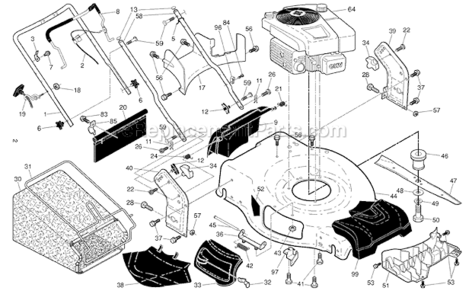 Part Location Diagram of 532446261 Husqvarna Housing Assembly