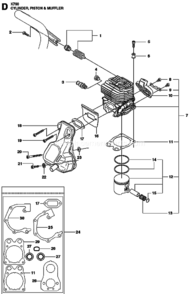 Cylinder Diagram and Parts List for K760 2013-02 Husqvarna Concrete Saw