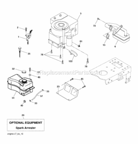 Engine Diagram and Parts List for LT2113A 2012-09 Husqvarna Lawn Tractor