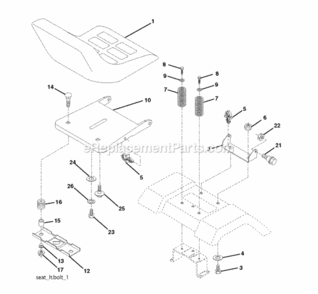 Seat Diagram and Parts List for LT2113 2012-08 Husqvarna Lawn Tractor