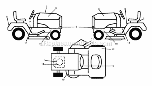 Decals Diagram and Parts List for LT2114 2012-08 Husqvarna Lawn Tractor