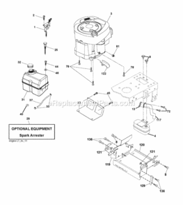 Engine Diagram and Parts List for LT2114 2012-08 Husqvarna Lawn Tractor
