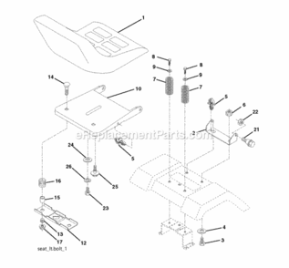 Seat Diagram and Parts List for LT2114 2012-08 Husqvarna Lawn Tractor