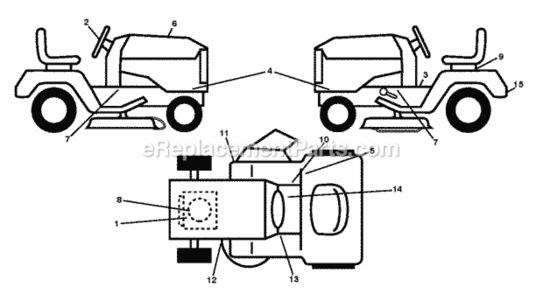 Decals Diagram and Parts List for LT2213A 96041015403 2012-08 Husqvarna Lawn Tractor
