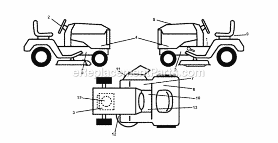 Decals Diagram and Parts List for LT2213CA 96051001003 2012-08 Husqvarna Lawn Tractor