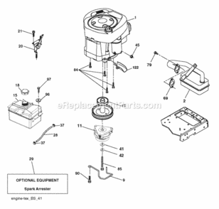Engine Diagram and Parts List for LT2213CA 96051001003 2012-08 Husqvarna Lawn Tractor