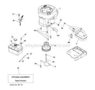 Engine Diagram and Parts List for LT2213C 96051001802 2012-08 Husqvarna Lawn Tractor