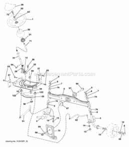 Steering Diagram and Parts List for LT2217A 96041010406 2012-08 Husqvarna Lawn Tractor