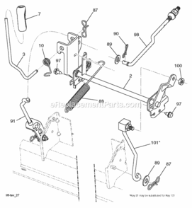 Mower_Lift__Deck_Lift Diagram and Parts List for LT2217A 96041010406 2012-08 Husqvarna Lawn Tractor